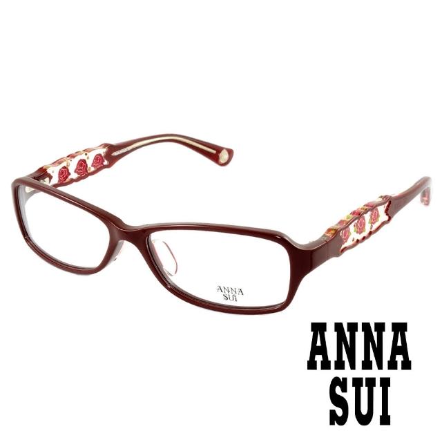 【ANNA SUI 安娜蘇】古典祕密薔薇花園造型眼鏡(紅色  AS519-1200)