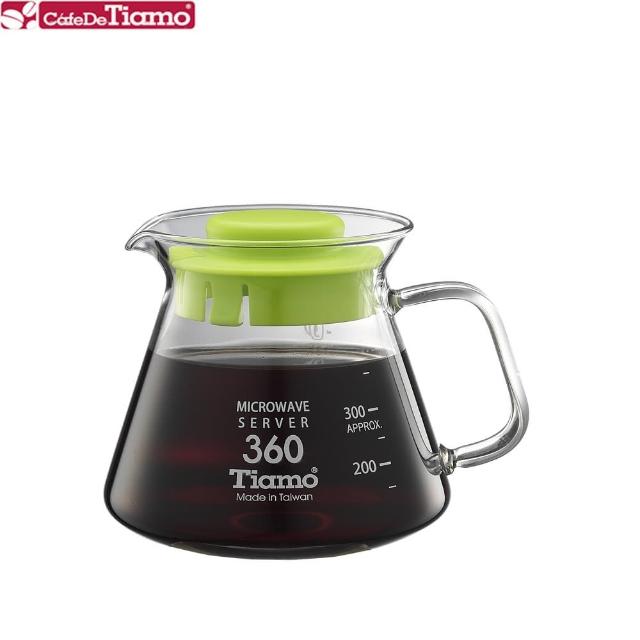 【Tiamo】耐熱玻璃壺360cc玻璃把手-綠色(HG2296G)