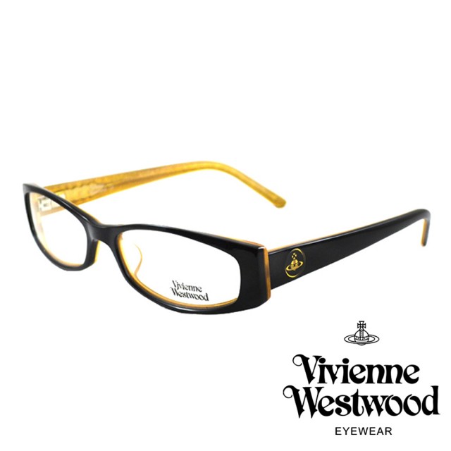 【Vivienne Westwood】經典復古造型光學眼鏡(黑/黃 VW071_04)