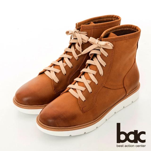 【bac】中性時尚擦色綁帶短靴(棕色)