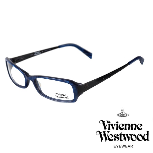 【Vivienne Westwood】英國精品時尚知性款光學眼鏡(藍/黑 VW085_04)