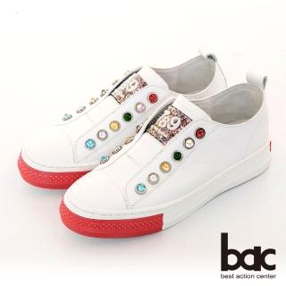 【bac】休閒享樂厚底寶石裝飾懶人休閒鞋(白色)