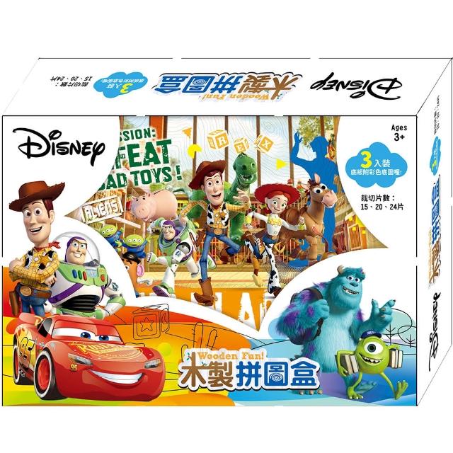 【Disney 迪士尼】 木製拼圖盒 迪士尼綜合