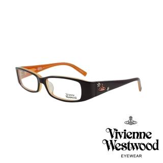 【Vivienne Westwood】英倫龐克風閃亮時尚晶鑽光學眼鏡(黑/橘 VW169_01)