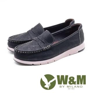 【W&M】縫線裝飾休閒樂福鞋 女鞋(黑)