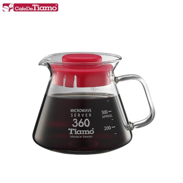 【Tiamo】耐熱玻璃壺360cc玻璃把手-紅色(HG2296R)