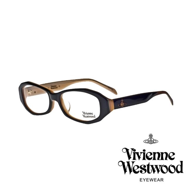 【Vivienne Westwood】時尚流線造型鏡框光學眼鏡(黑/琥珀 VW208_03)