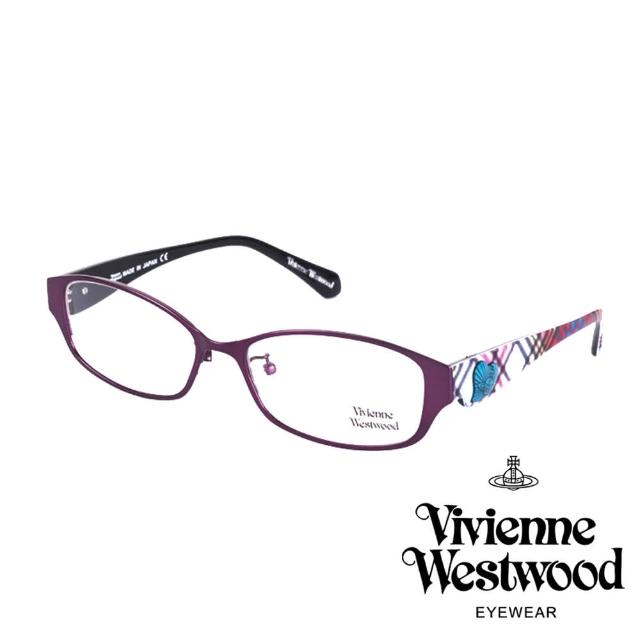 【Vivienne Westwood】經典格紋愛心土星環款光學眼鏡(紫/白格紋 VW265_03)