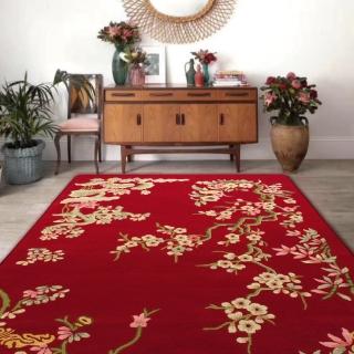 【山德力】高端精緻羊毛地毯-赤枝梅 200x300CM(地毯 設計 溫暖 羊毛 梅 花 中式 大尺寸)
