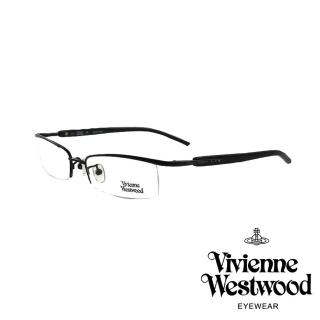 【Vivienne Westwood】英倫龐克風時尚金屬設計光學鏡框(黑 VW112_01)