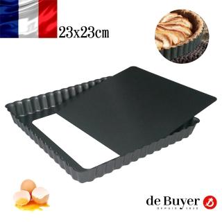 【de Buyer 畢耶】『不沾烘焙系列』可拆式正方形波浪邊塔模23x23x2.7cm