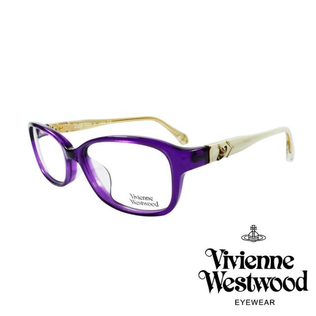 【Vivienne Westwood】簡約時尚金屬浮雕土星光學眼鏡(紫/白 VW315_04)