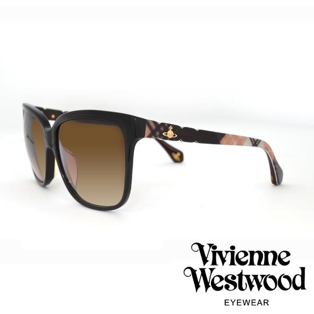 【Vivienne Westwood】經典格紋土星款太陽眼鏡(黑 VW853_01)