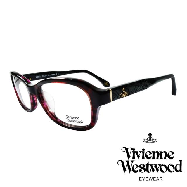 【Vivienne Westwood】線條壓紋立體土星光學眼鏡(紅/琥珀 VW318_03)