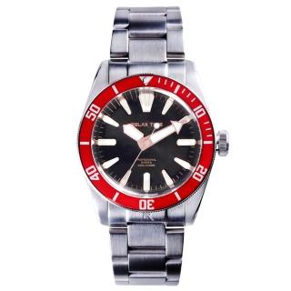 【Relax Time】海神系列 300米潛水機械腕錶 銀x紅 RT-77-3-1