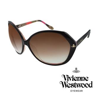 【Vivienne Westwood】土星格紋氣質款太陽眼鏡(黑/粉 VW731_02)