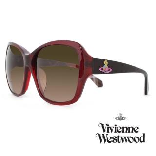 【Vivienne Westwood】復古方形氣質款太陽眼鏡(紅/黑 VW747_03)