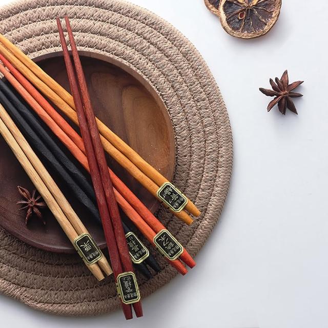 【樂邁家居】日式 原木 五色 筷子 家用 環保餐具 禮盒套裝(五雙組)