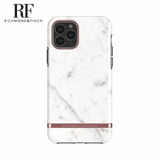 【Richmond&Finch】瑞典手機殼 大理石紋玫瑰金線框 - 白色(iPhone 11 Pro 5.8吋)