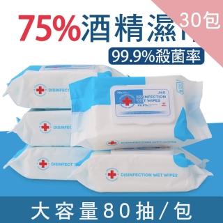 【CS22】DISINFECTION80抽大包裝75%酒精高效消毒滅菌濕紙巾(80抽X30包)
