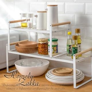【Homely Zakka】日式簡約木質藝鐵多功能分層置物架/湯鍋隔層收納架/整理架(小)