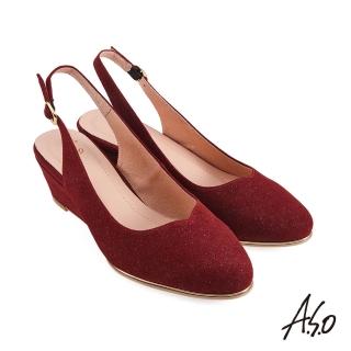 【A.S.O 阿瘦集團】健步美型簡約素面羊絨楔型鞋(紅)
