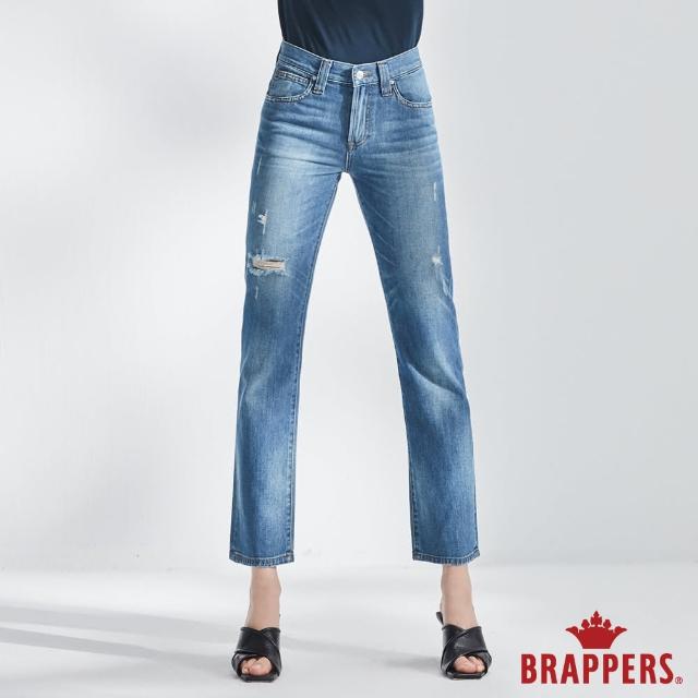 【BRAPPERS】女款 新美腳 ROYAL系列-中腰全棉直筒褲(藍)