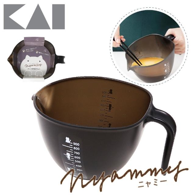 【KAI 貝印】Nyammy 黑貓咪量碗/量杯(日本製．可微波．900ml)