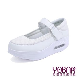【YOBAR】時尚格紋甜美娃娃鞋型美腿搖搖鞋(白)