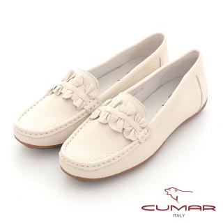 【CUMAR】簡約慢活花朵莫卡辛平底休閒鞋(米色)