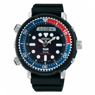【SEIKO 精工】PROSPEX PADI專業200M潛水太陽能雙顯腕錶(H851-00A0B/SNJ027P1)