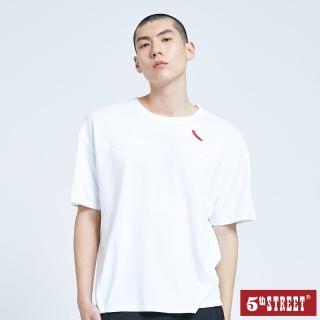 【5th STREET】男寬側邊短袖T恤-米白