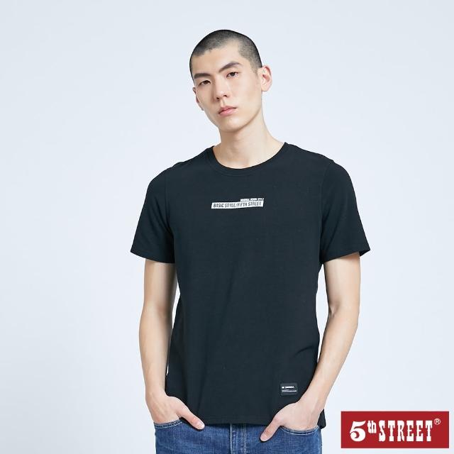 【5th STREET】男後印錯位短袖T恤-黑色