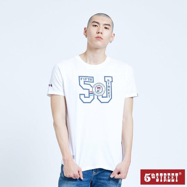 【5th STREET】男粗體大五短袖T恤-白色