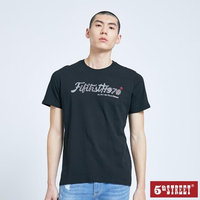 【5th STREET】男大五反光字體短袖T恤-黑色