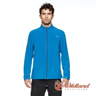 【Wildland 荒野】男 彈性環保紗抗UV外套-中藍色 0A81916-77(透氣合身/薄外套/防曬抗UV/運動休閒)