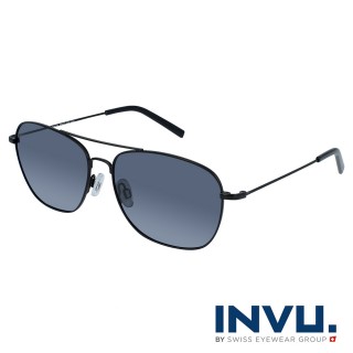 【INVU】瑞士流行細方框偏光太陽眼鏡(啞光黑 B1910A)