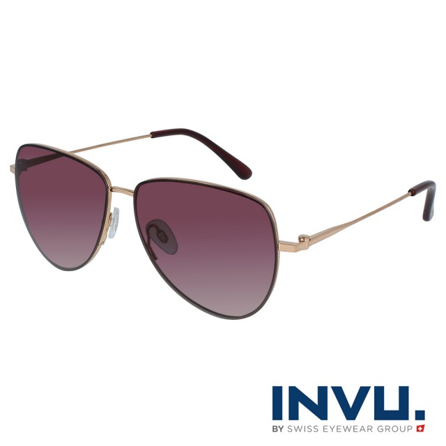 【INVU】瑞士簡約優雅線條偏光太陽眼鏡(玫瑰金 P1000C)