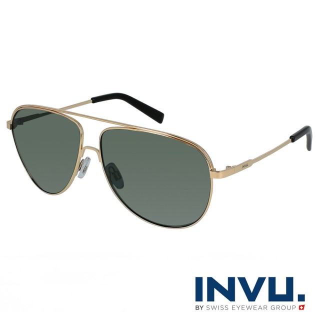 【INVU】瑞士時尚經典偏光太陽眼鏡(金 B1004A)