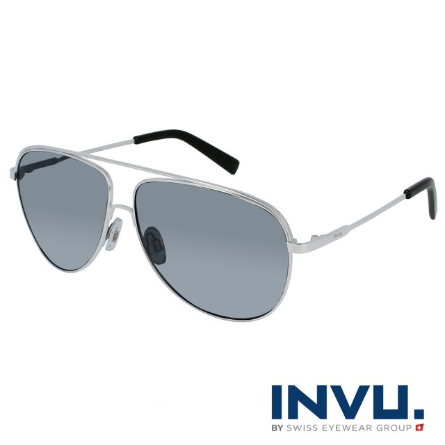【INVU】瑞士時尚經典偏光太陽眼鏡(銀 B1004C)