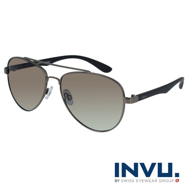 【INVU】瑞士極簡飛行員框偏光太陽眼鏡(槍色 B1013A)