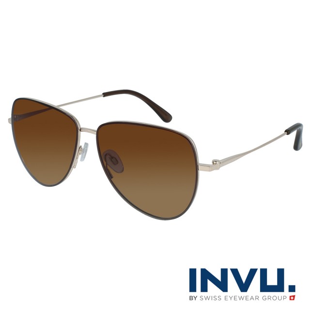 【INVU】瑞士簡約優雅線條偏光太陽眼鏡(金 P1000B)