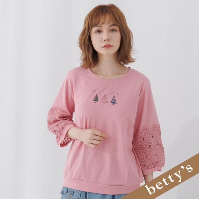 【betty’s 貝蒂思】小樹蕾絲拼接長袖T-shirt(粉色)