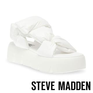 【STEVE MADDEN】BONKERS 粗帶厚底胖胖涼拖鞋(白色)