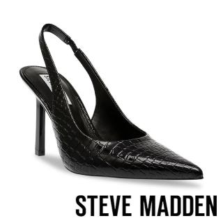 【STEVE MADDEN】SOIREE 壓紋前包繞踝跟鞋(黑色)