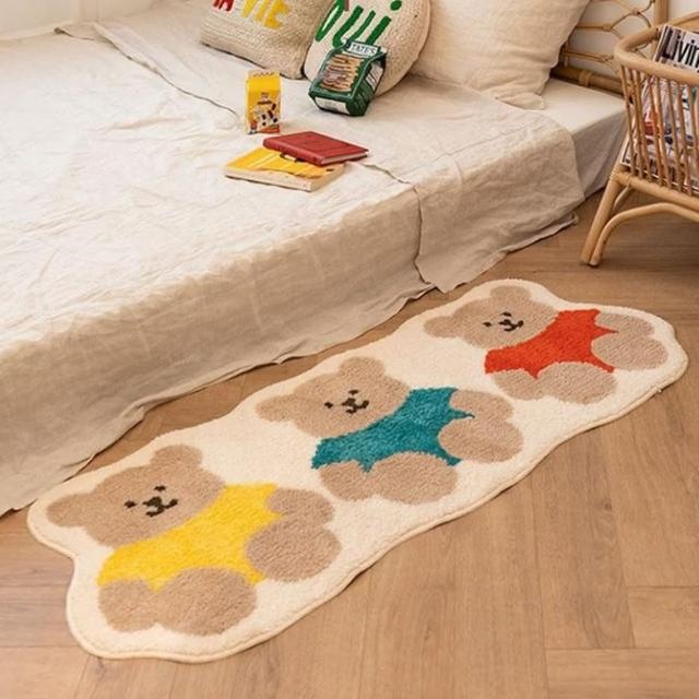 【JEN】仿羊絨小熊床邊地墊地毯40*120cm