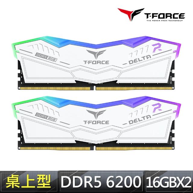 TEAM 十銓】T-FORCE DELTA RGB 炫光DDR5 6200 32GB 16Gx2 CL38 白色桌