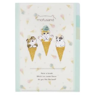 【sun-star】mofusand 貓福珊迪 A5 三層索引資料夾 甜筒貓咪