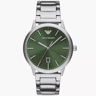 【EMPORIO ARMANI】亞曼尼 城市簡約手錶-松葉綠/43mm 女王節(AR11575)