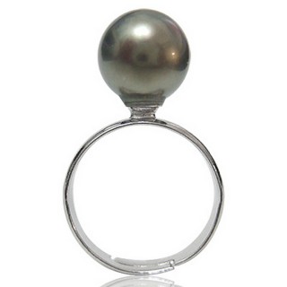 【小樂珠寶】南洋深海貝珍珠戒指(孔雀綠10mm活動圍10-15號)